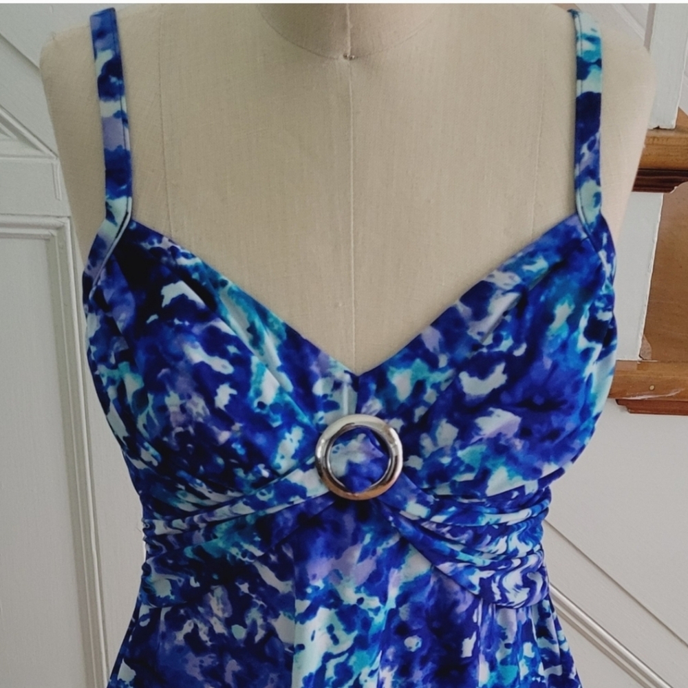 CROFT & BARROW Blue Floral Tankini Martha Vine Size Small Excellent Condition - Picture 3 of 9